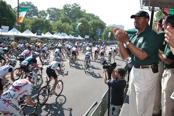 Philadelphia Mayor Michael Nutter sends off the riders.