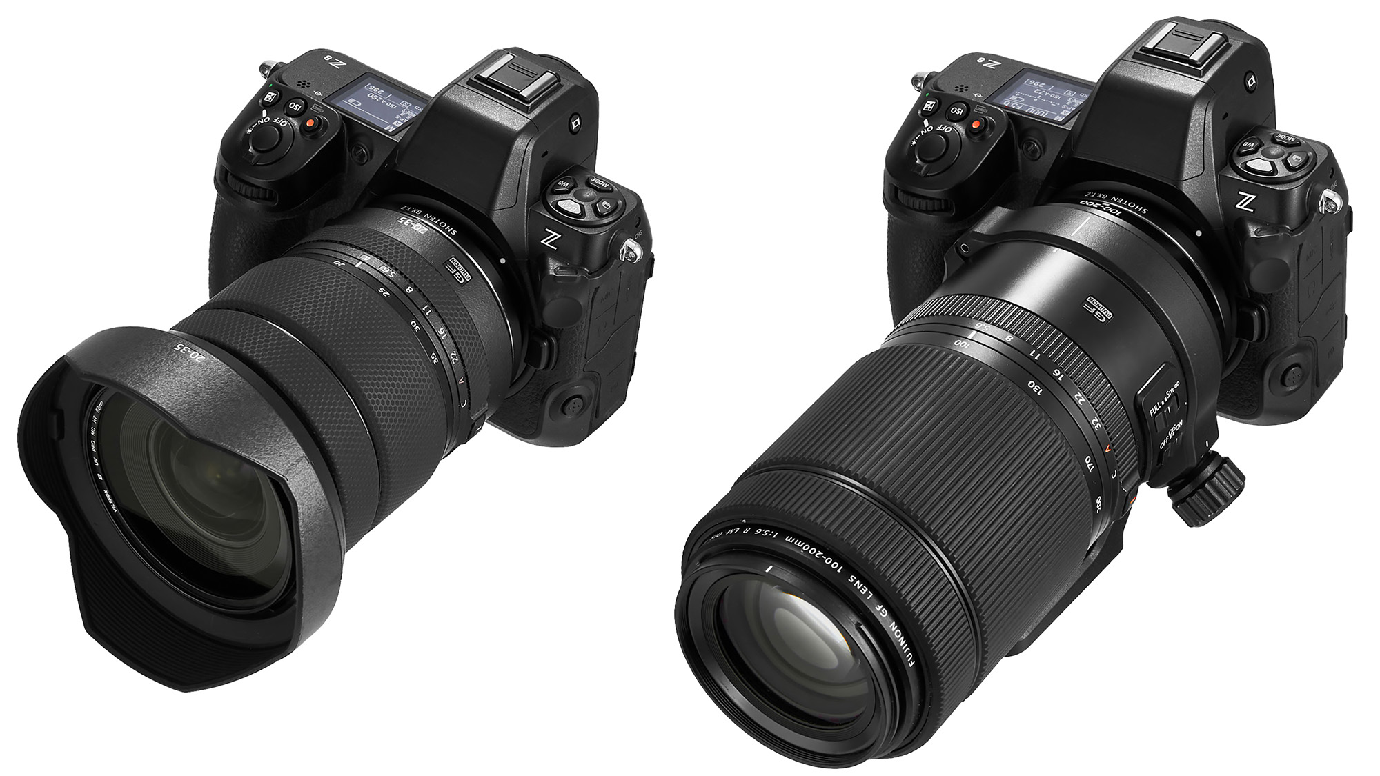 Shoten Mount Adapter GXTZ used to attach GF lenses to two Nikon cameras