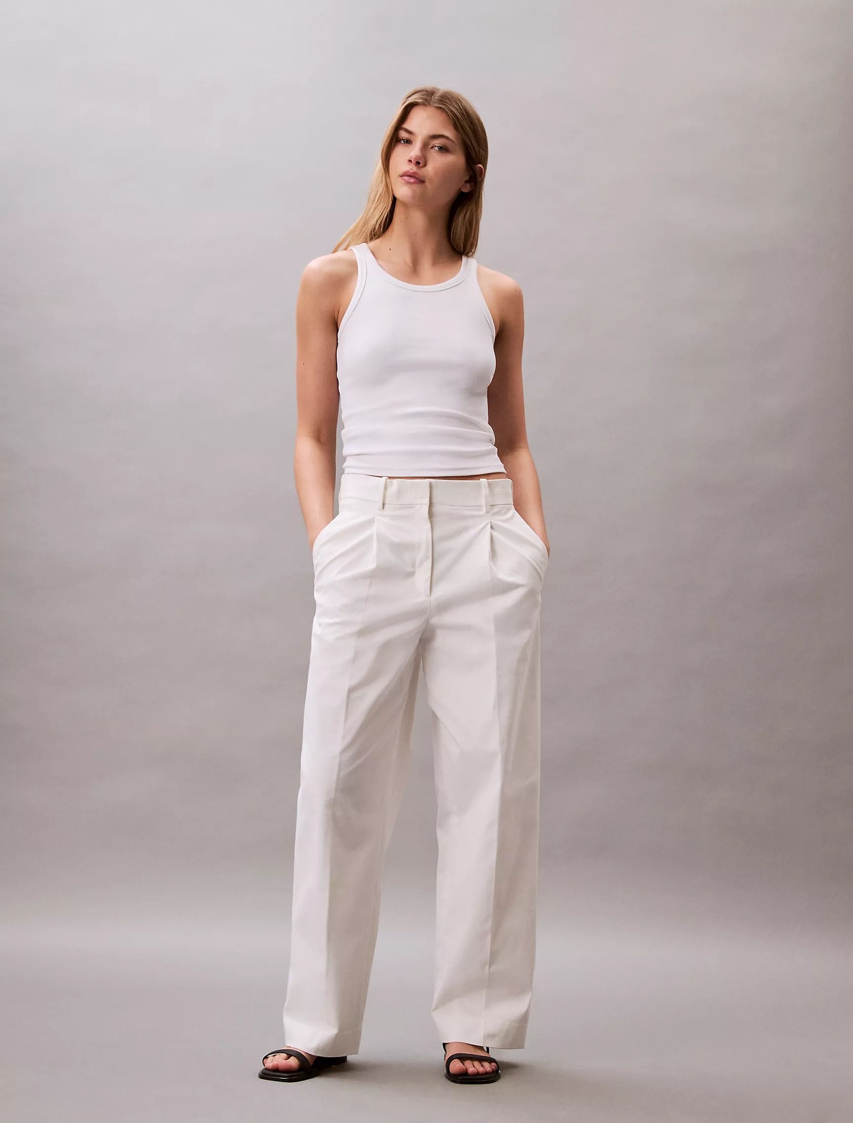 Calvin Klein, Cotton Stretch Pleated Chino Trouser