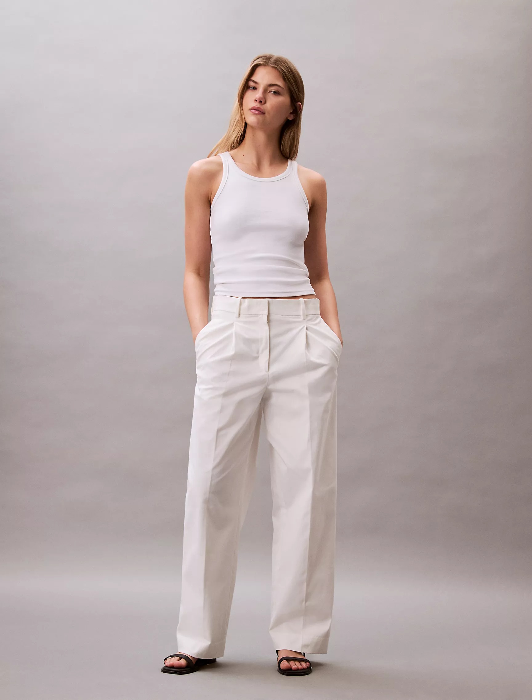 Calvin Klein, Cotton Stretch Pleated Chino Trouser