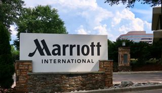 The sign at the entrance to Marriott International's world headquarters in Bethesa, Maryland.