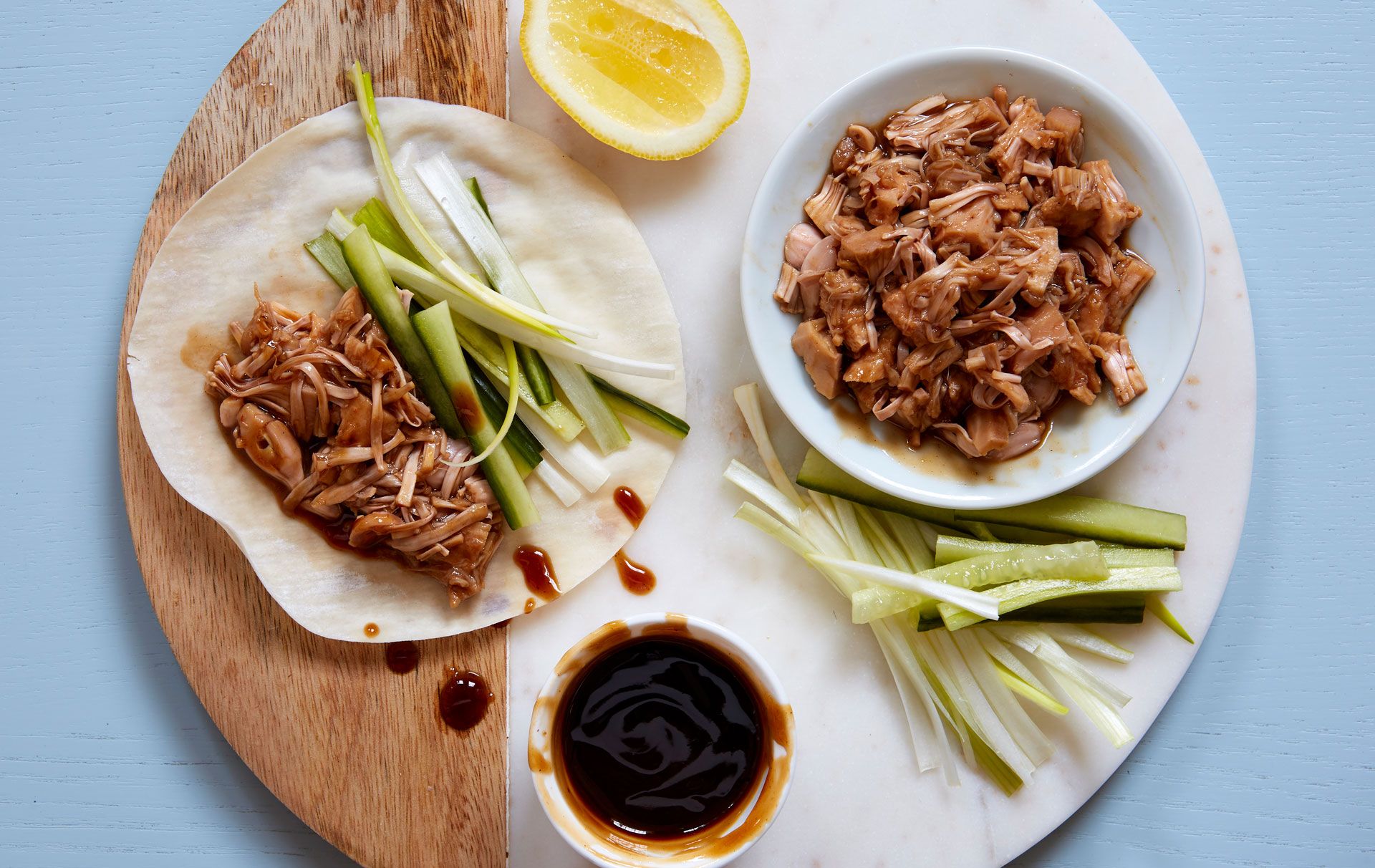 Pulled jackfruit hoisin pancakes recipe