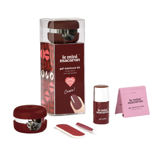 Le Mini Macaron Diy Gel Manicure Kit | Gel Nail Polish Kit W/ Led Nail Dryer Lamp, 1 Gel Polish, Cuticle Stick, Nail File, & Remover Wraps, Cassis