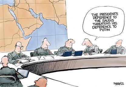 Political Cartoon U.S. Trump Saudi Arabia Iran Putin