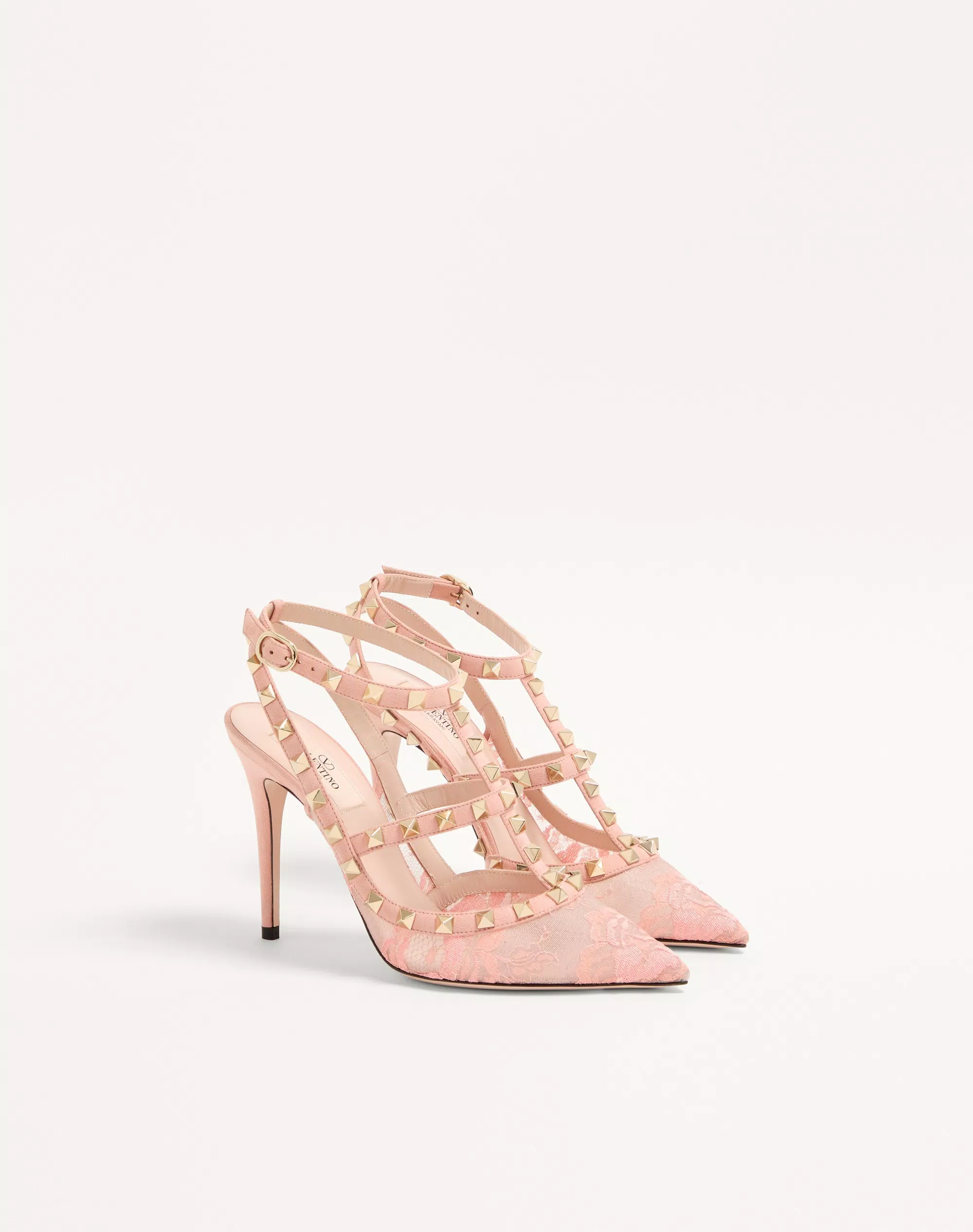 Valentino, Rockstud Lace Pump With Straps