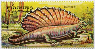 A 1968 stamp from Fujeira featured a Dimetrodon.