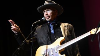  Musician Dave Alvin, founding member of The Blasters, performs onstage during the Wild Honey Foundation's benefit for Autism Think Tank at Alex Theatre on February 29, 2020 in Glendale, California.