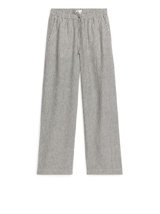 Linen Drawstring Trousers - Off White/black - Arket Gb