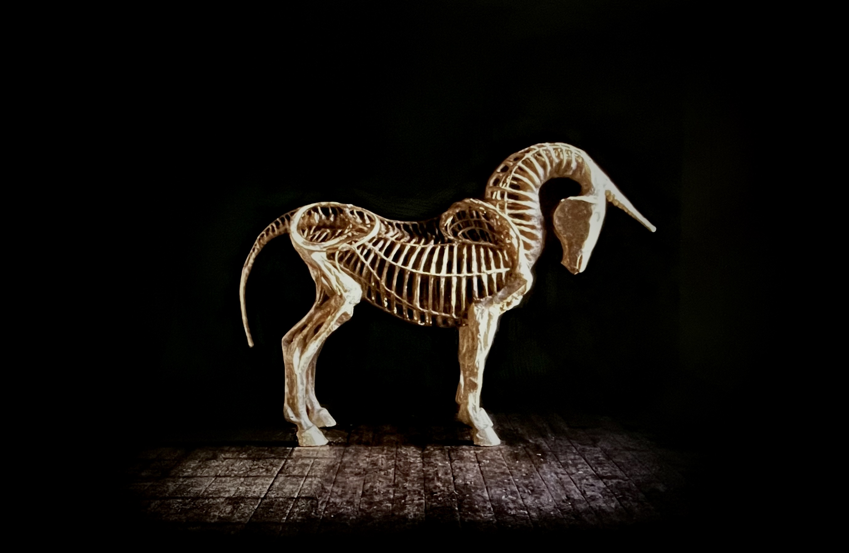 Skeletal figurine of a unicorn