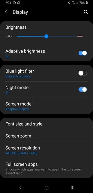 Samsung One UI night mode dark theme