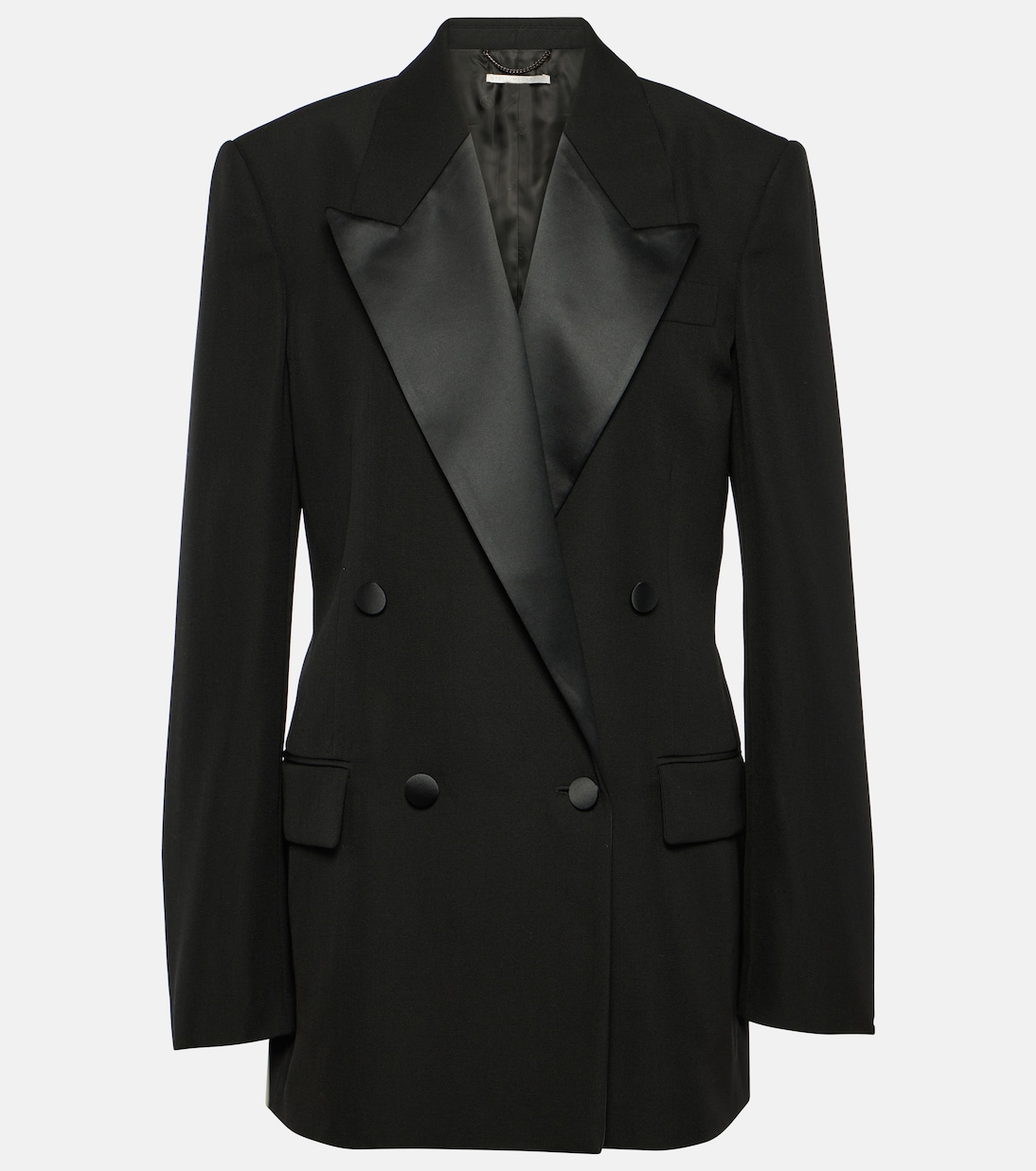Double-Breasted Wool Tuxedo Jacket in Black - Stella Mc Cartney