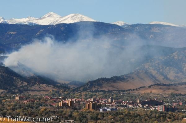 Racers arriving in Boulder on Friday were greeted with this view of a fire in Boulder Canyon. It was put out in time for the race