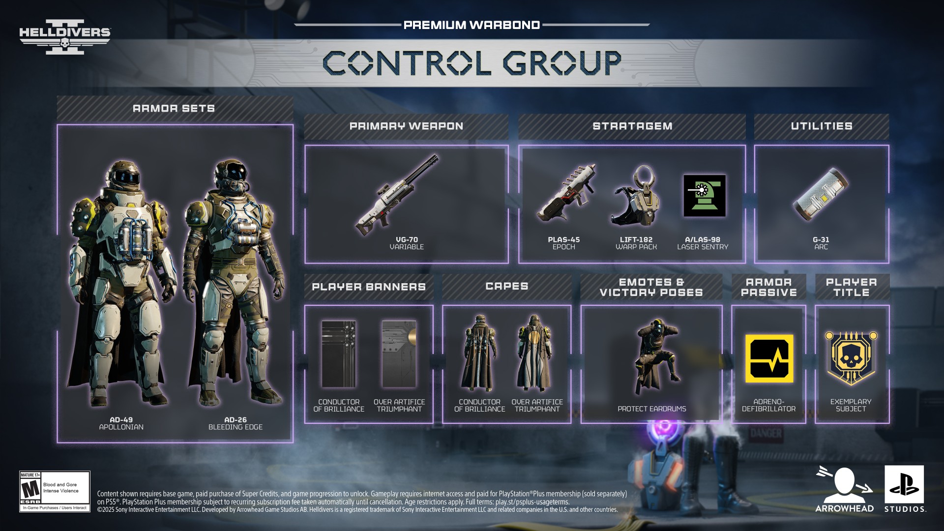 All rewards in the Helldivers 2 control group warbond
