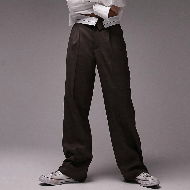 model wearing Topshop Low Rise Pants