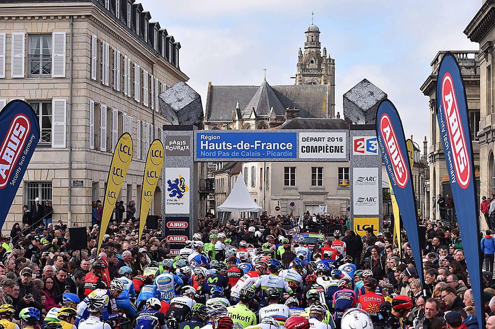 On the start line at Paris-Roubaix