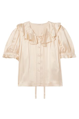 Dôen Kelela Ruffled Silk-Charmeuse Blouse