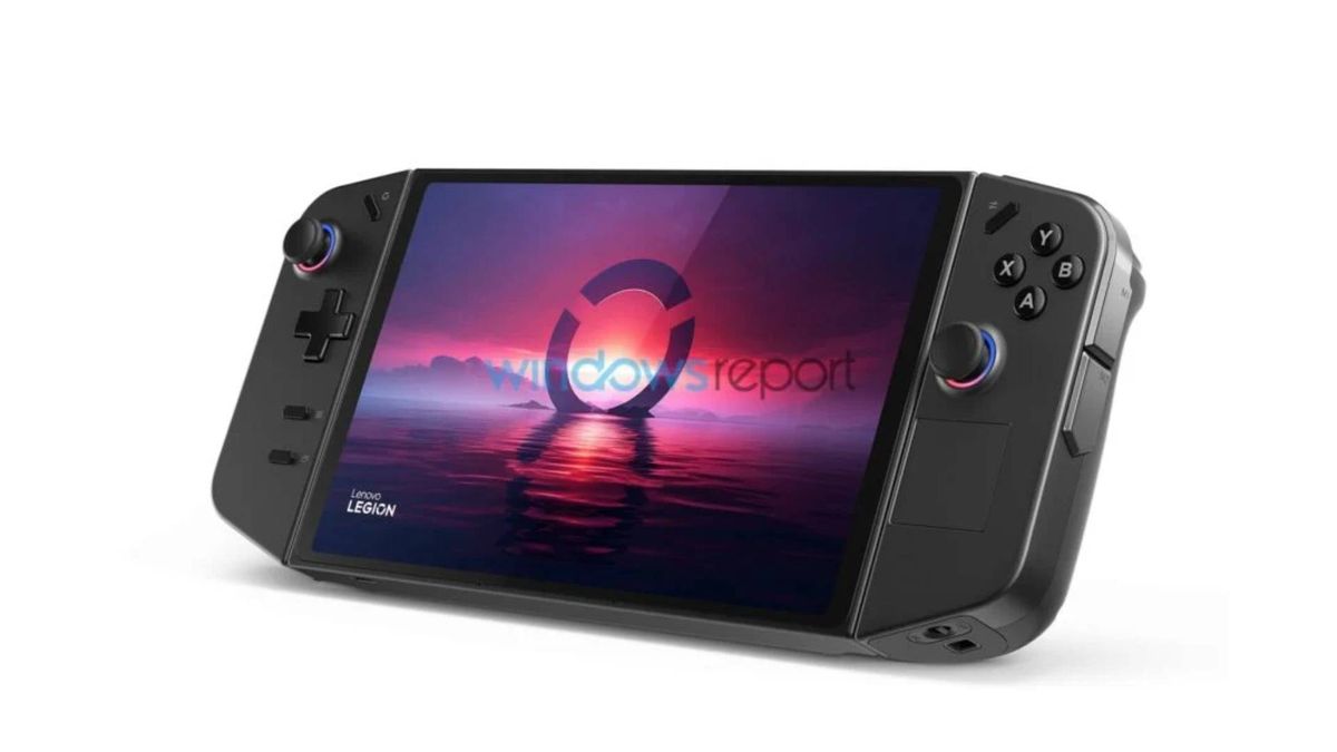 Front view of Lenovo Legion Go handheld with white backdrop