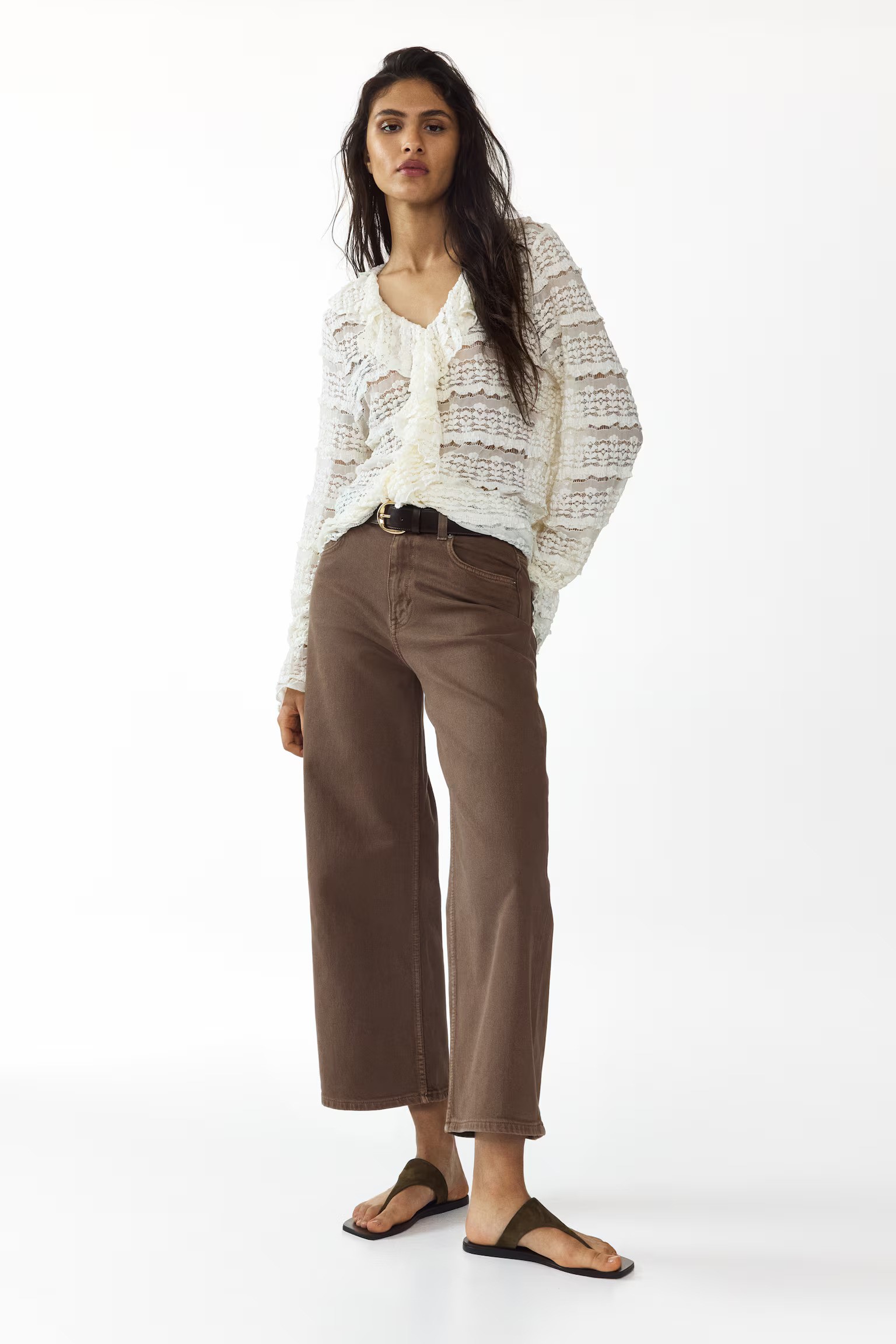 H&amp;amp;M, Wide High Waist Ankle Jeans