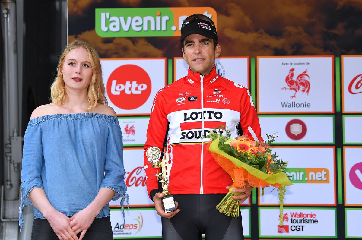 Tony Gallopin on the podium in second place