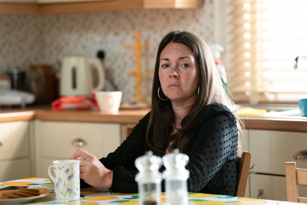 Stacey Slater is left home alone.