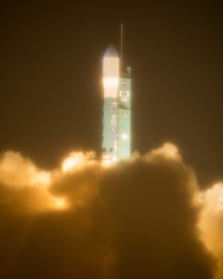 The United Launch Alliance Delta II rocket carrying the Joint Polar Satellite System-1 (JPSS-1) weather satellite for NASA and NOAA lifts off from Space Launch Complex 2 at Vandenberg Air Force Base, California on Nov. 18, 2017.