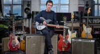 Johnny Marr in his studio with some of the guitars that are heading to auction on September 17, 2026.
