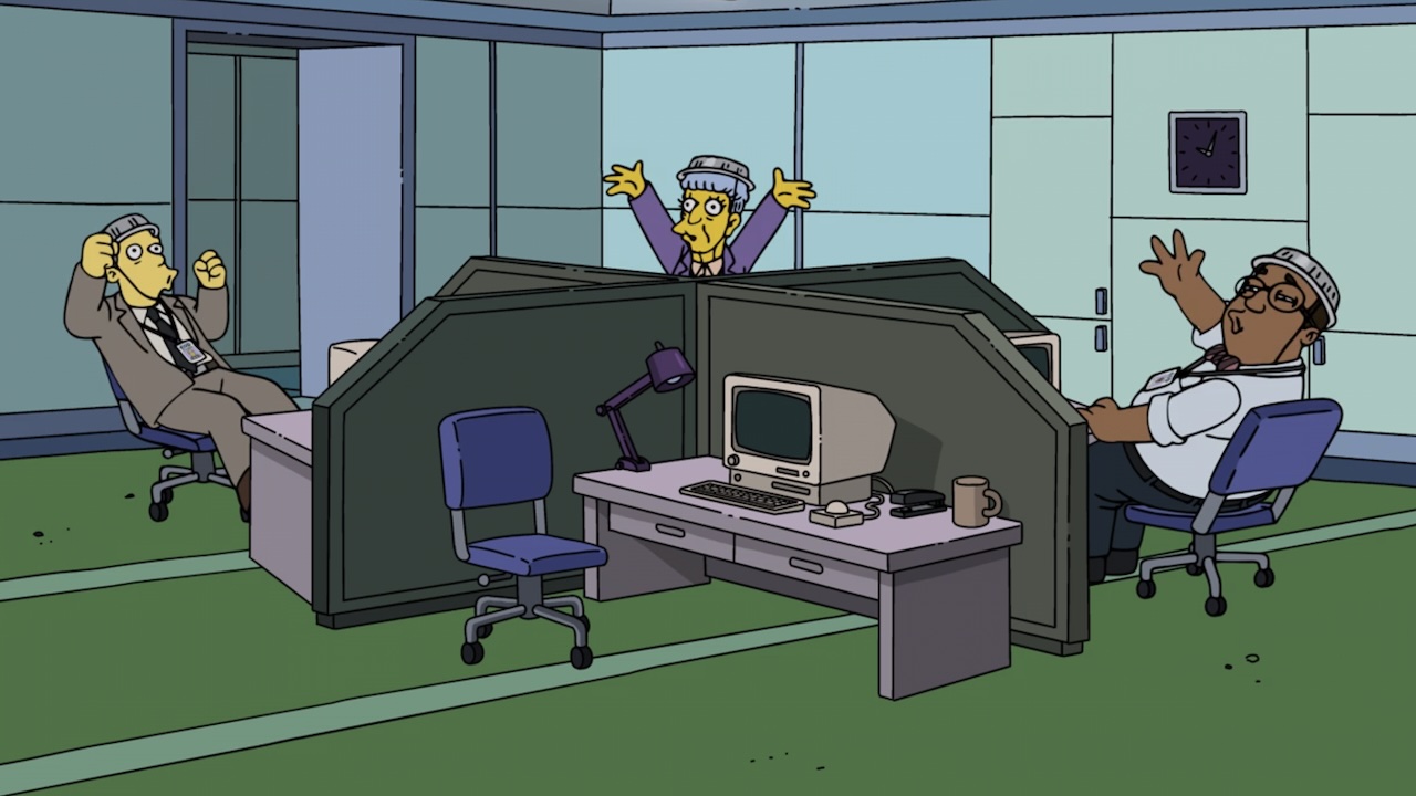 The diamond desk in The Simpsons "Seperance" Severance spoof