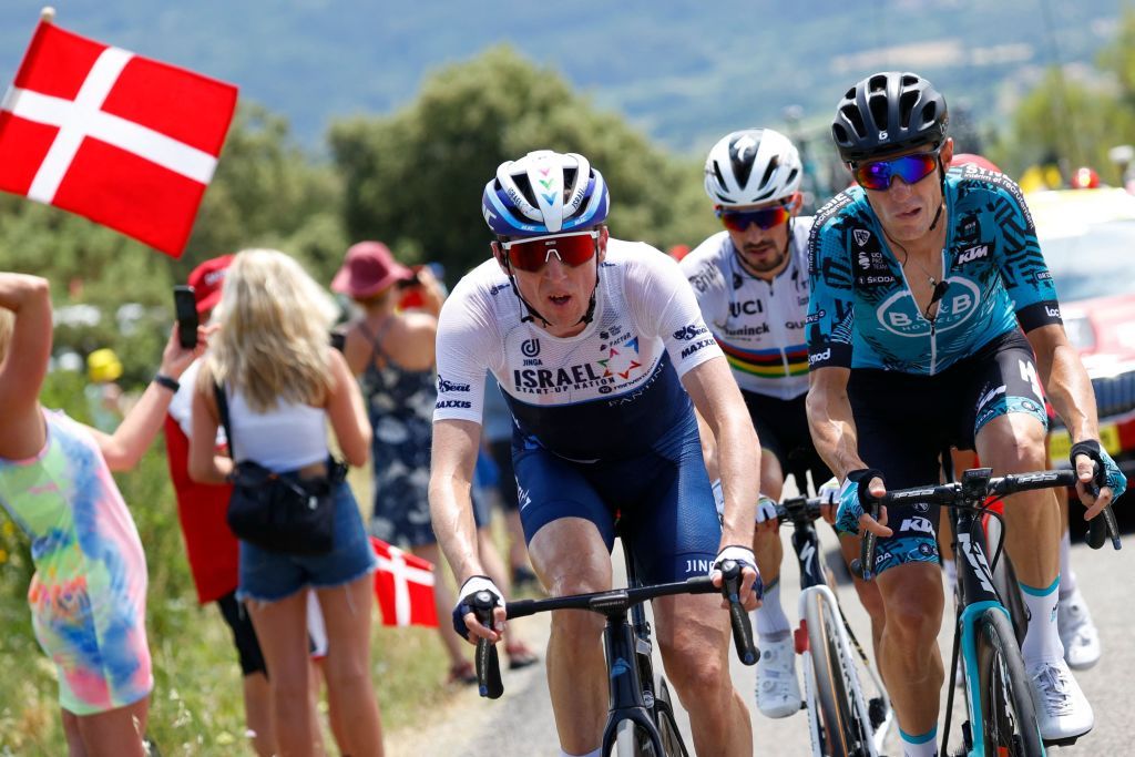 Team Israel Start Up Nations Daniel Martin of Ireland L and Team BB KTMs Pierre Rolland of France ride in the breakaway during the 11th stage of the 108th edition of the Tour de France cycling race 198 km between Sorgues and Malaucene on July 07 2021 Photo by Thomas SAMSON AFP Photo by THOMAS SAMSONAFP via Getty Images