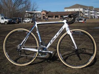 Jon Page brought three identical Blue Norcross SL cyclo-cross bikes to Wisconsin