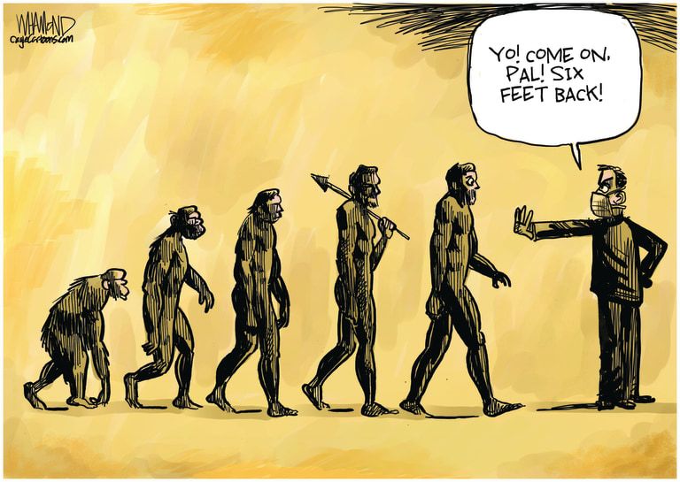 Editorial Cartoon World Social Distancing Evolution Coronavirus 