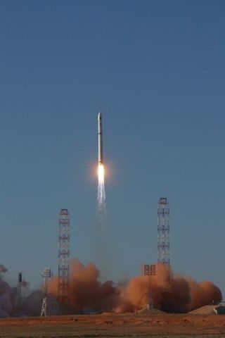 Russia's new Spektr-R radio telescope launches into space atop a Zenit rocket on July 18, 2011 from Baikonur Cosmodrome in Kazakhstan. The Spektr-R observatory will study black holes, pulsars and other deep space objects.