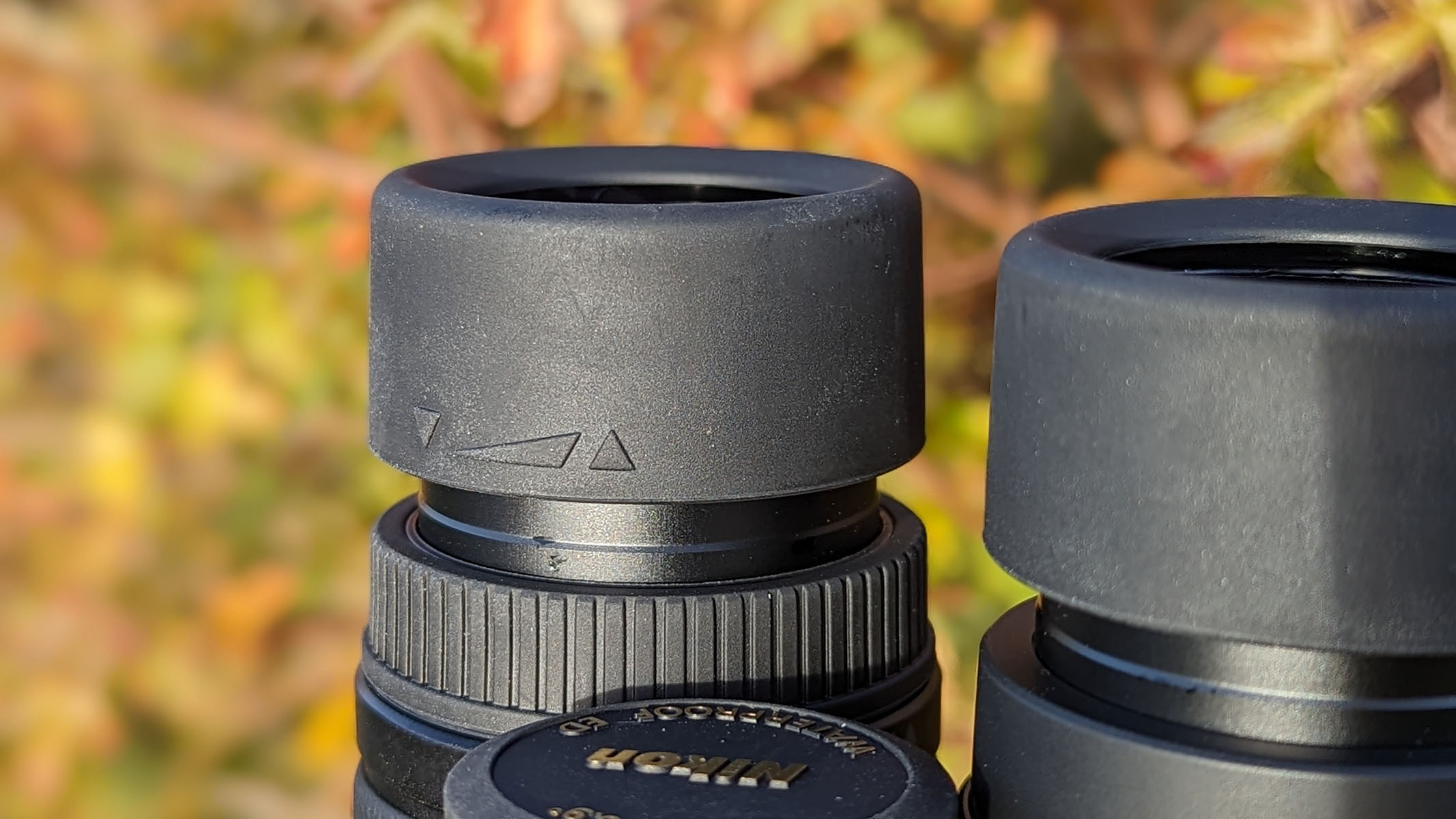 A close up of the twistable eyecups on the Nikon Monarch HG 10x42