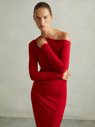 Becky Off-The-Shoulder Jersey Midi Dress