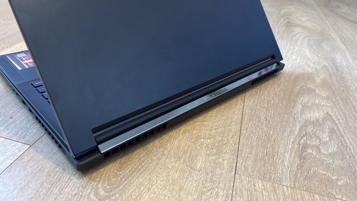 MSI Stealth A16 AI+ on wooden surface