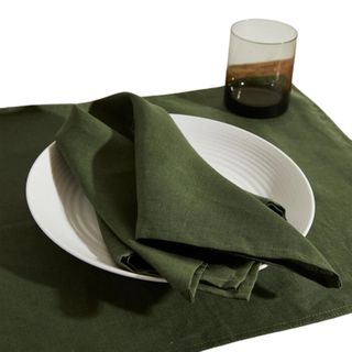 100% French Flax Linen Napkins - Olive