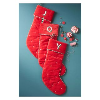 Red velvet stocking with initial