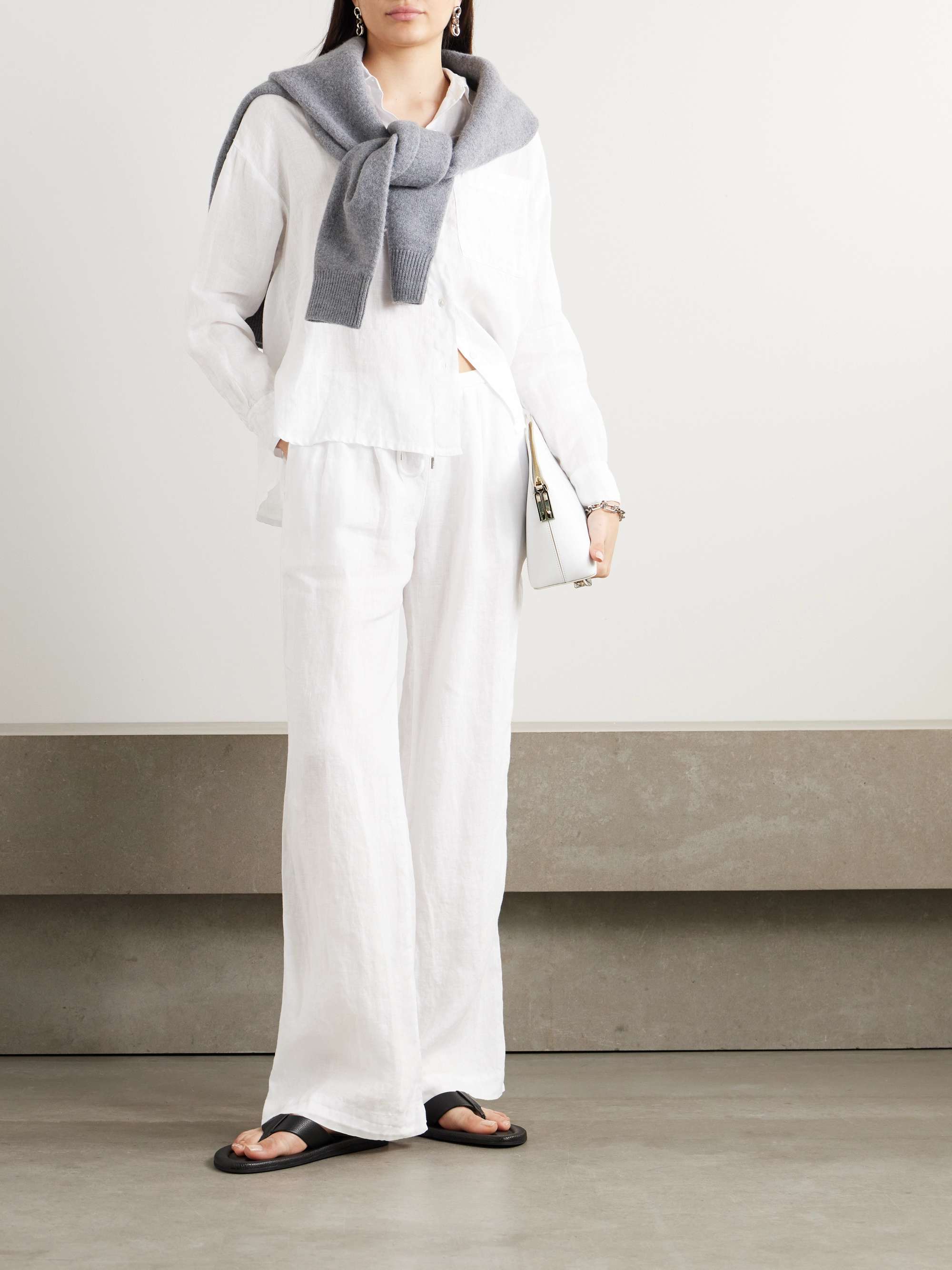 Pleated Linen Wide-Leg Pants