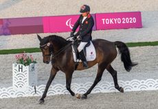 British Grade II rider Lee Pearson rides Breezer at the Tokyo Paralympics