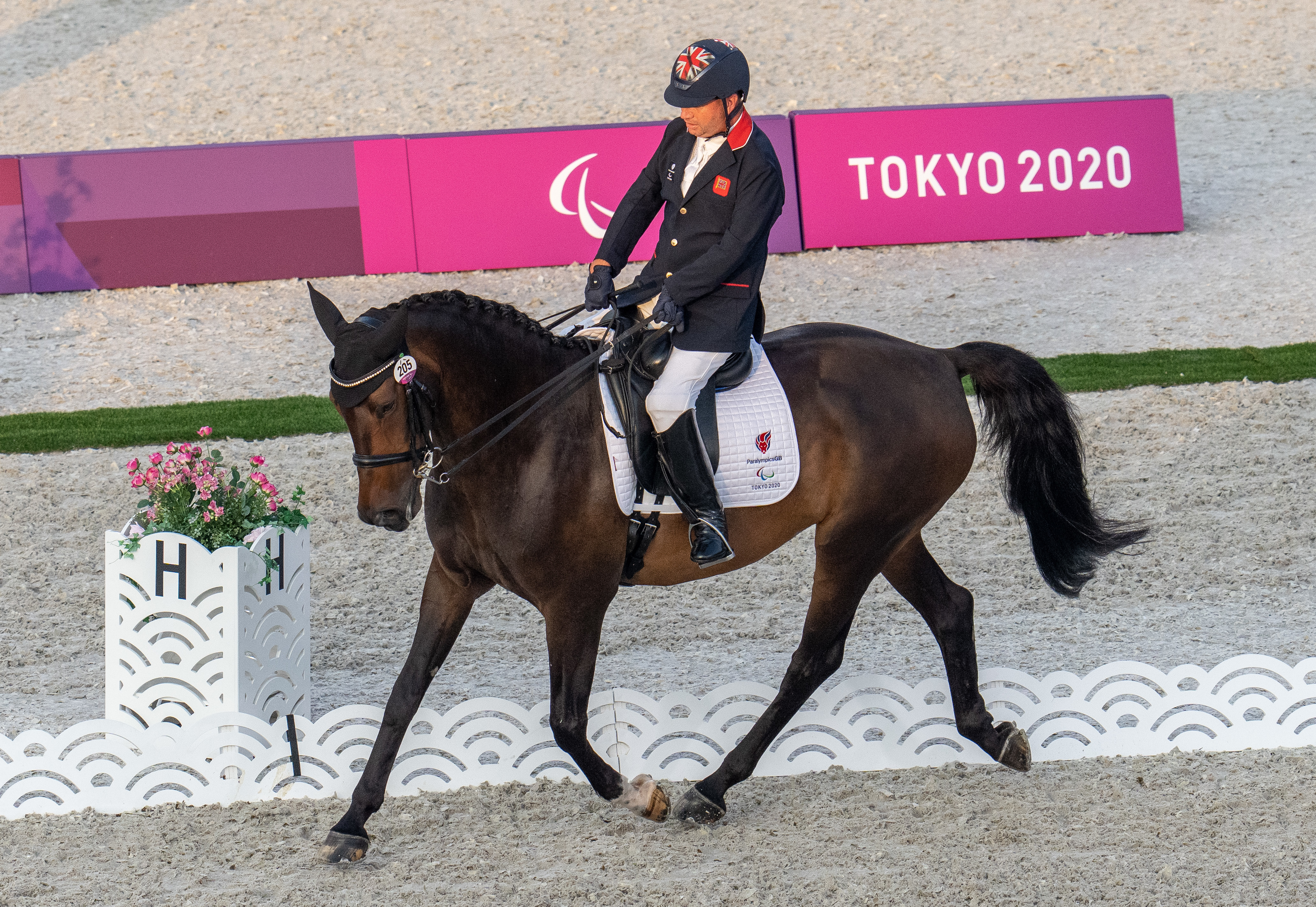 British Grade II rider Lee Pearson rides Breezer at the Tokyo Paralympics
