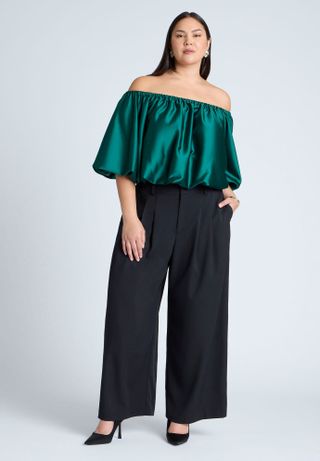 ELOQUII, Satin Bubble Top