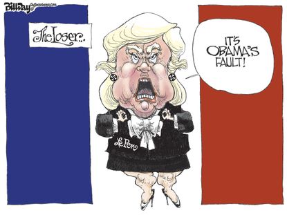 Political Cartoon International France election Marine LePen Trump Obama
