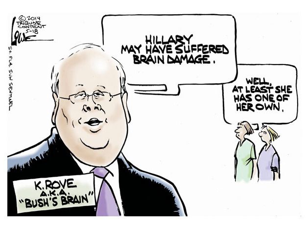 Political cartoon Karl Rove Hillary Clinton