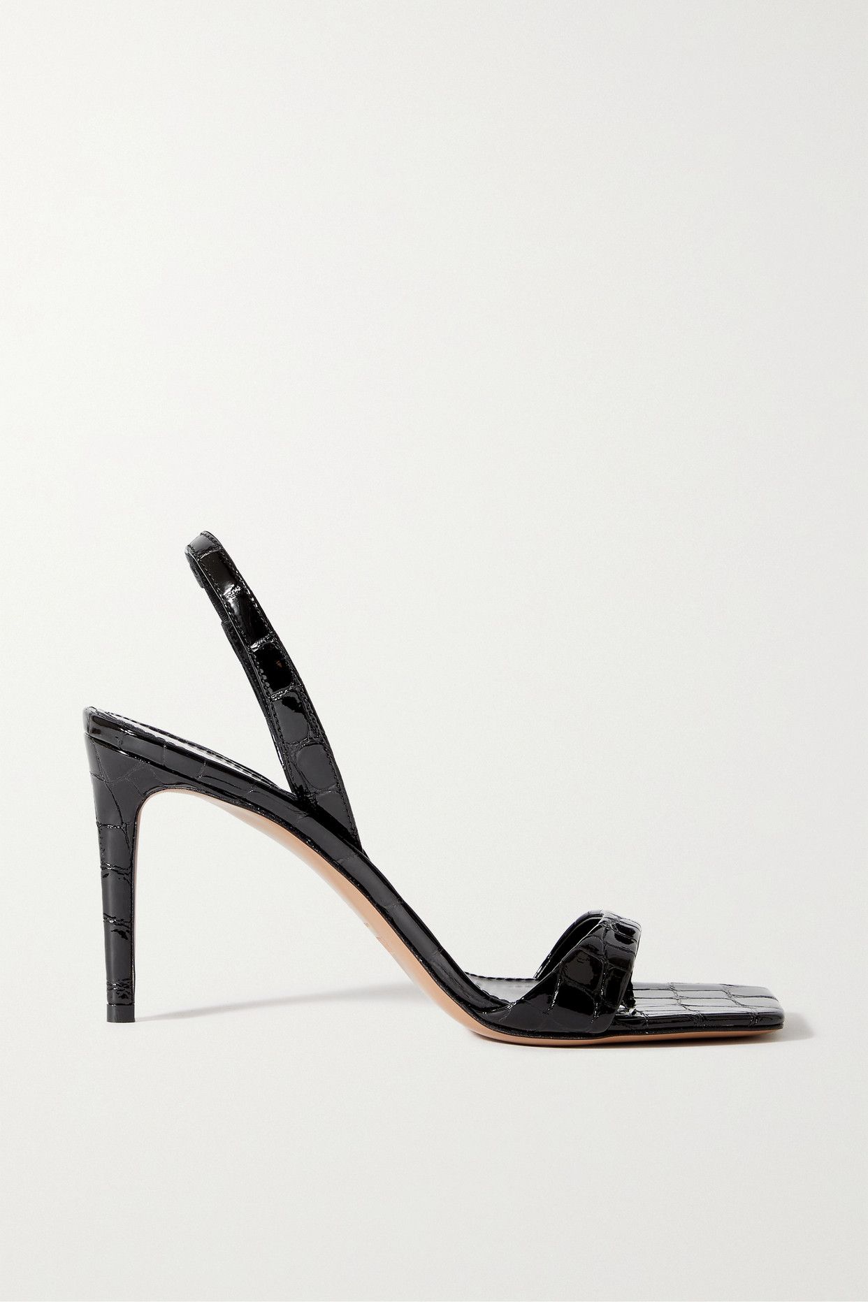 Croc-effect leather slingback sandals