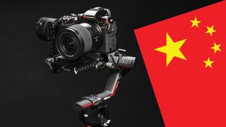 Chinese flag with a Huawei camera and DJI gimbal