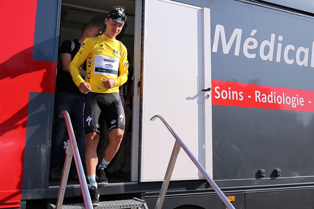 Tony Martin after getting an x-ray of his collarbone