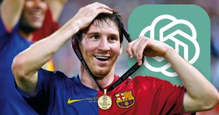 Lionel Messi of Barcelona celebrates victory with his winner's medal round his head after his side beat Manchester United in the 2009 Champions League final at the Olympic Stadium on May 27th 2009 in Rome, Italy