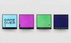 Four coloured screens, the first screen reads game over