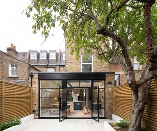 modern single storey kitchen extension with Belgian doors