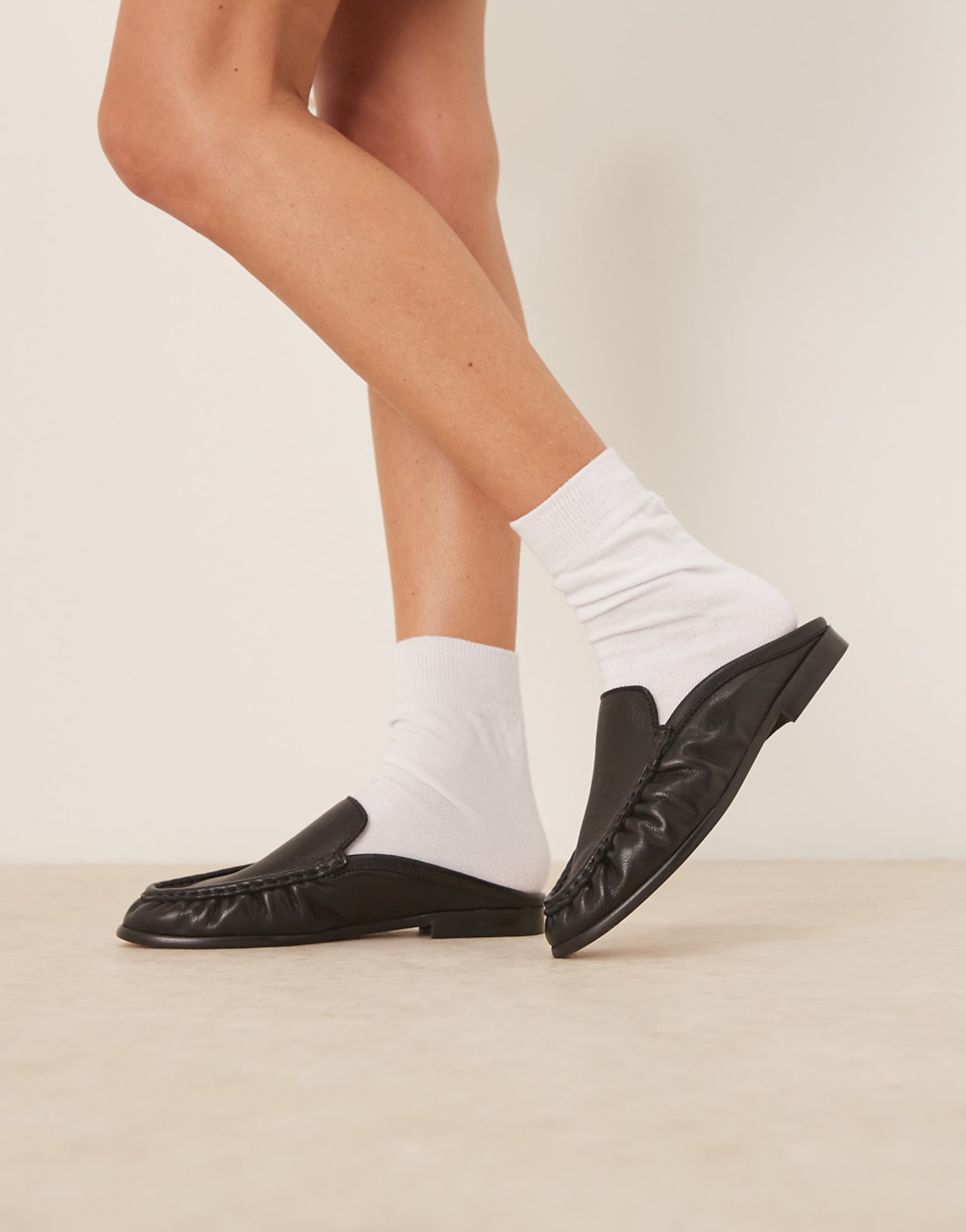 Asos Design Mellow Premium Loafer Mules in Black Leather