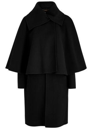 Cape-Layered Wool-Blend Coat